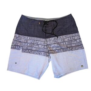 Quiksilver Men's Black and Gray Tribal Swim Shorts